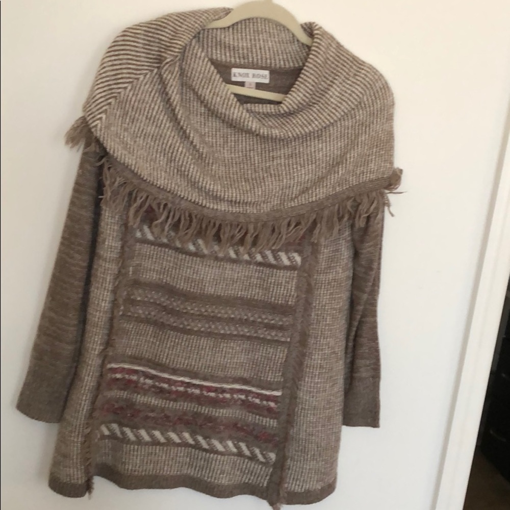 Know Rose Oversized Pattern Sweater w/ Cowl Neck